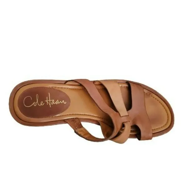 Cole Haan Women's Slide Strappy Wedge Sandals Brown/Tan Size 6 1/2B