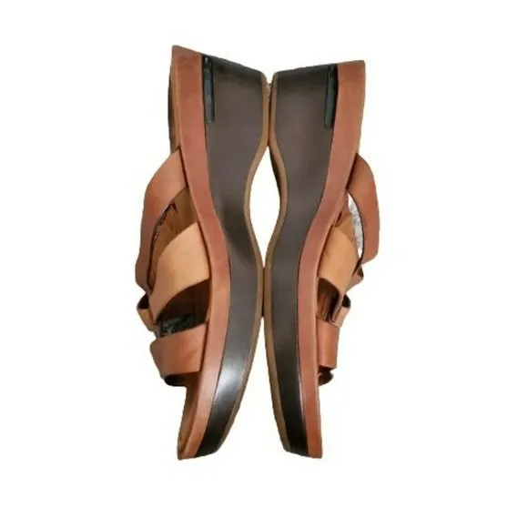 Cole Haan Women's Slide Strappy Wedge Sandals Brown/Tan Size 6 1/2B