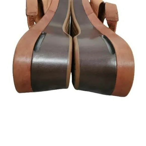 Cole Haan Women's Slide Strappy Wedge Sandals Brown/Tan Size 6 1/2B