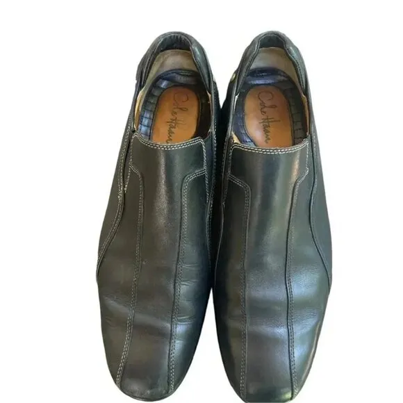 Cole Hahn Nike Air Bubble Mens Leather Driving Loafer Shoes Sz 7.5 Black Slip On