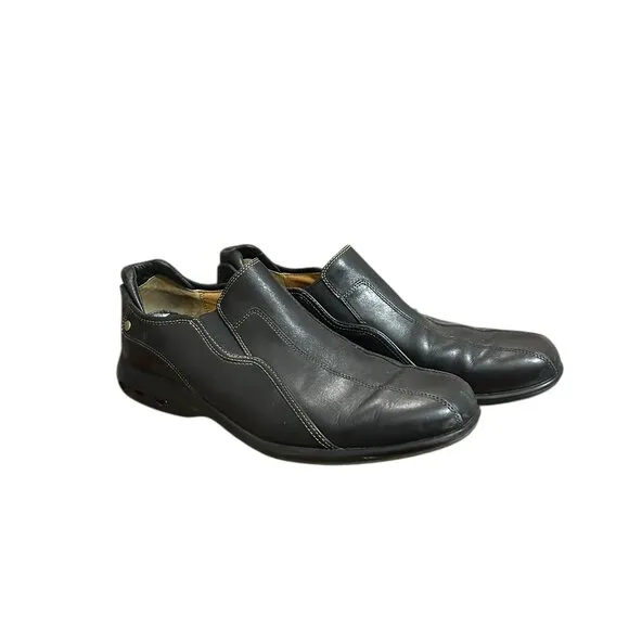 Cole Hahn Nike Air Bubble Mens Leather Driving Loafer Shoes Sz 7.5 Black Slip On