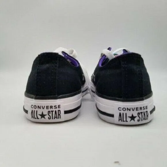 Converse Girls CTAS OX Multi Tongue Black White Night Shade Shoes Size 1