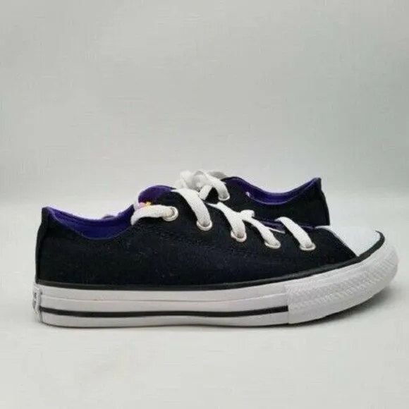 Converse Girls CTAS OX Multi Tongue Black White Night Shade Shoes Size 1