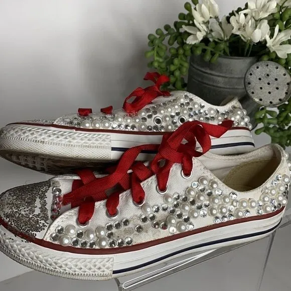 Converse Low Top Pearl Embellished Wedding Chucks Youth Size 3