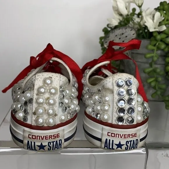 Converse Low Top Pearl Embellished Wedding Chucks Youth Size 3