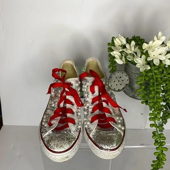 Converse Low Top Pearl Embellished Wedding Chucks Youth Size 3