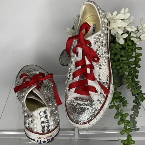 Converse Low Top Pearl Embellished Wedding Chucks Youth Size 3