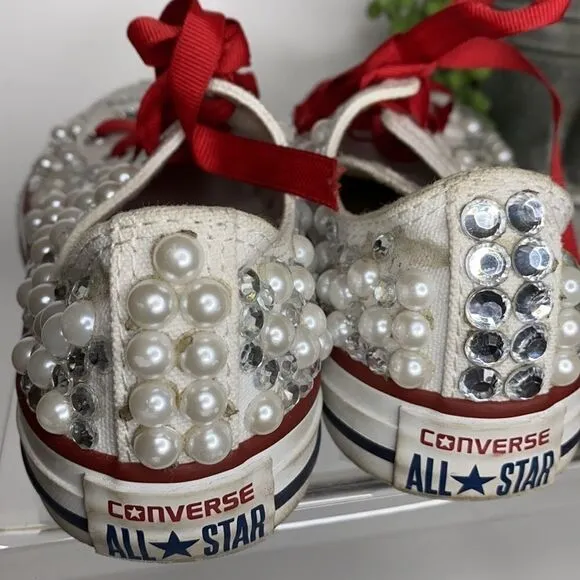 Converse Low Top Pearl Embellished Wedding Chucks Youth Size 3