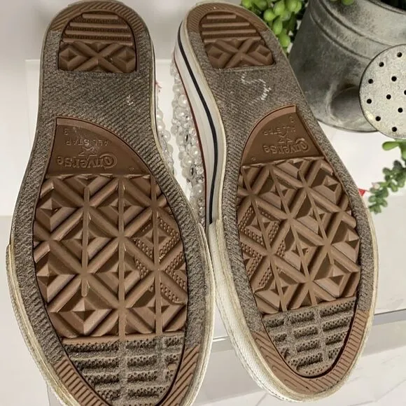 Converse Low Top Pearl Embellished Wedding Chucks Youth Size 3