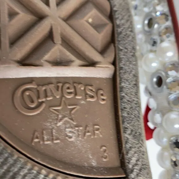 Converse Low Top Pearl Embellished Wedding Chucks Youth Size 3