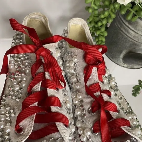 Converse Low Top Pearl Embellished Wedding Chucks Youth Size 3