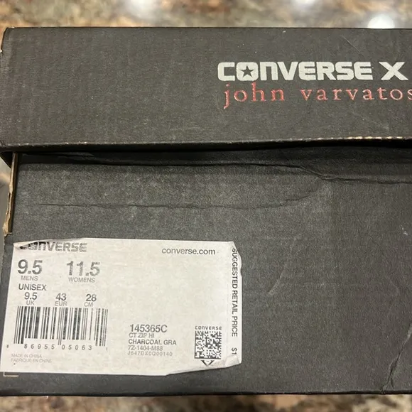 Converse X John Varvatos Zip Around Gray/Cream Leather HiTop Sneaker Men’s 9.5