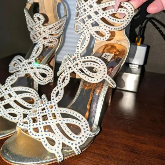 COPY - Badgley Mischka Teri Rhinestone Heeled Sandal in rose gold /Champagne si…