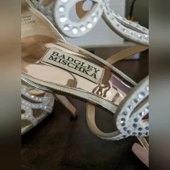 COPY - Badgley Mischka Teri Rhinestone Heeled Sandal in rose gold /Champagne si…