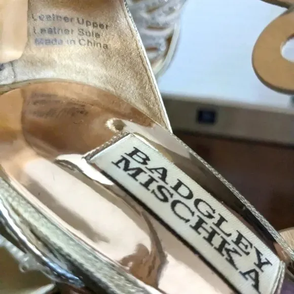 COPY - Badgley Mischka Teri Rhinestone Heeled Sandal in rose gold /Champagne si…