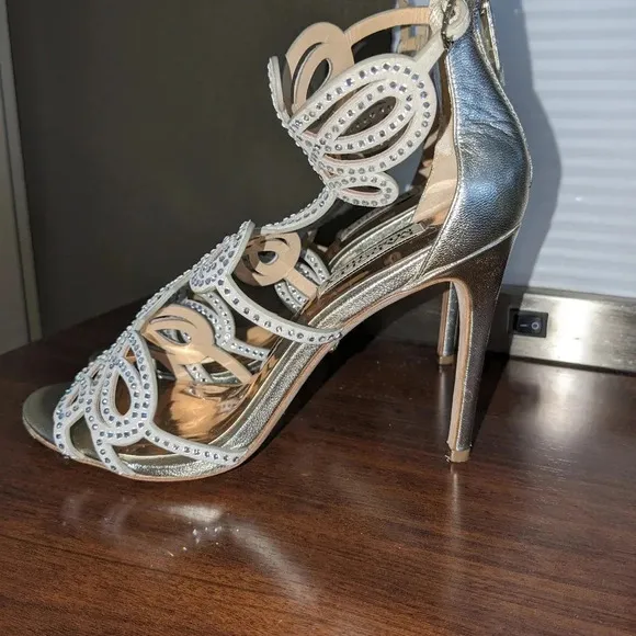 COPY - Badgley Mischka Teri Rhinestone Heeled Sandal in rose gold /Champagne si…