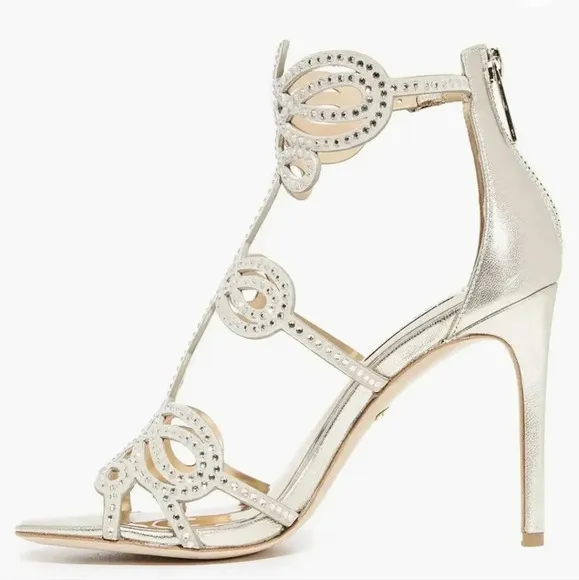 COPY - Badgley Mischka Teri Rhinestone Heeled Sandal in rose gold /Champagne si…