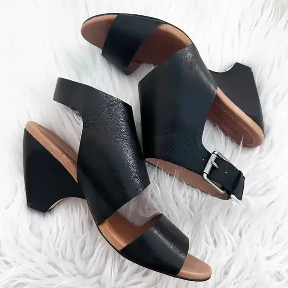 CORSO COMO | Black Leather Sandals Ankle Boot Style Heel Strap | Size 9
