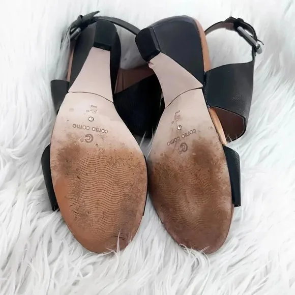 CORSO COMO | Black Leather Sandals Ankle Boot Style Heel Strap | Size 9
