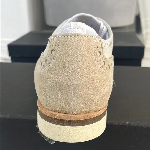 Cream Leather Oxford Brogues with Wingtip Design