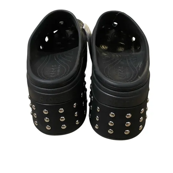 Crocs Siren Black Studded Platform Clog Heel Men Size 13 Disco New NWT