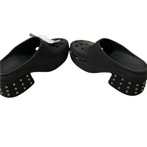 Crocs Siren Black Studded Platform Clog Heel Men Size 13 Disco New NWT