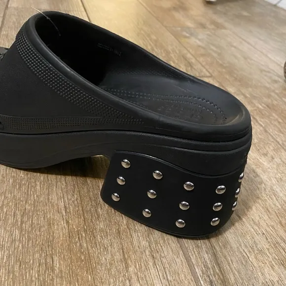 Crocs Siren Black Studded Platform Clog Heel Men Size 13 Disco New NWT