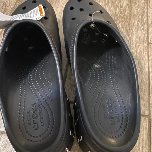 Crocs Siren Black Studded Platform Clog Heel Men Size 13 Disco New NWT