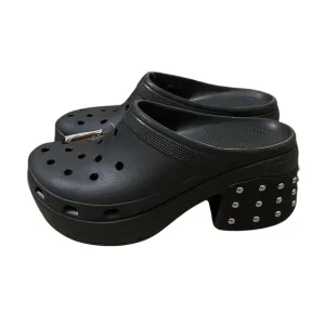 Crocs Siren Black Studded Platform Clog Heel Men Size 13 Disco New NWT