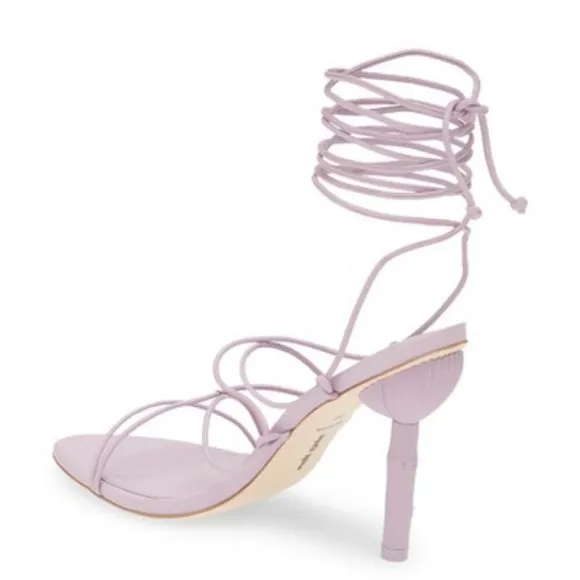 Cult Gaia Soleil Lace Up Strappy Heel Sandals in Lavender, EXCELLENT, Size 42