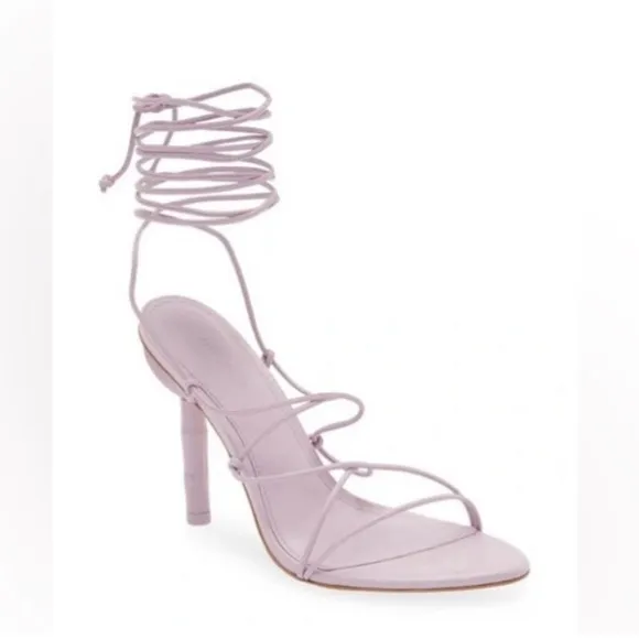 Cult Gaia Soleil Lace Up Strappy Heel Sandals in Lavender, EXCELLENT, Size 42