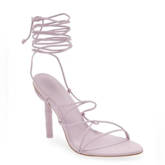 Cult Gaia Soleil Lace Up Strappy Heel Sandals in Lavender, EXCELLENT, Size 42