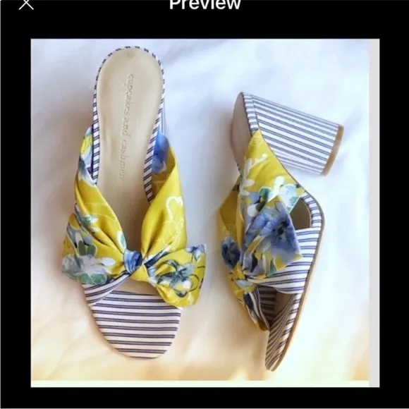 CUPCAKES AND CASHMERE FLORAL MULES.  NEW IN BOX