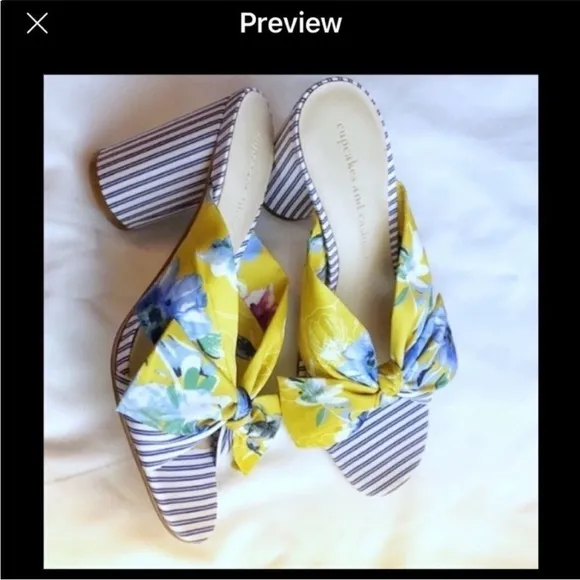 CUPCAKES AND CASHMERE FLORAL MULES.  NEW IN BOX