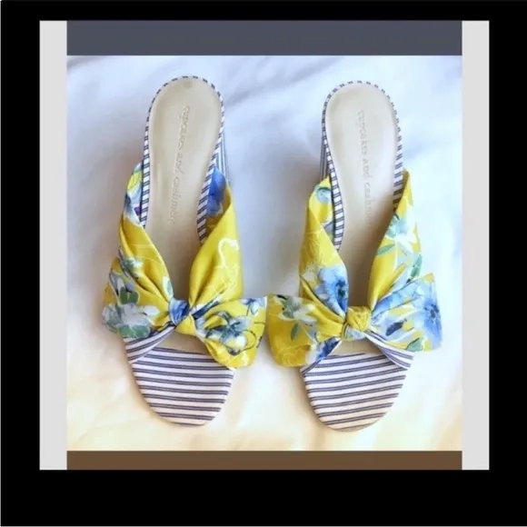 CUPCAKES AND CASHMERE FLORAL MULES.  NEW IN BOX