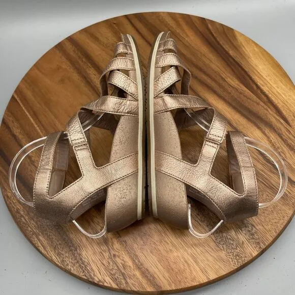 Dansko Veruca Sandals Womens Size 9.5 / 40 Gold Nappa Leather Strappy Gladiator