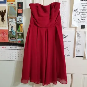 David's Bridal dress 2 Strapless Pleated Bodice F18028 Apple chiffon lined