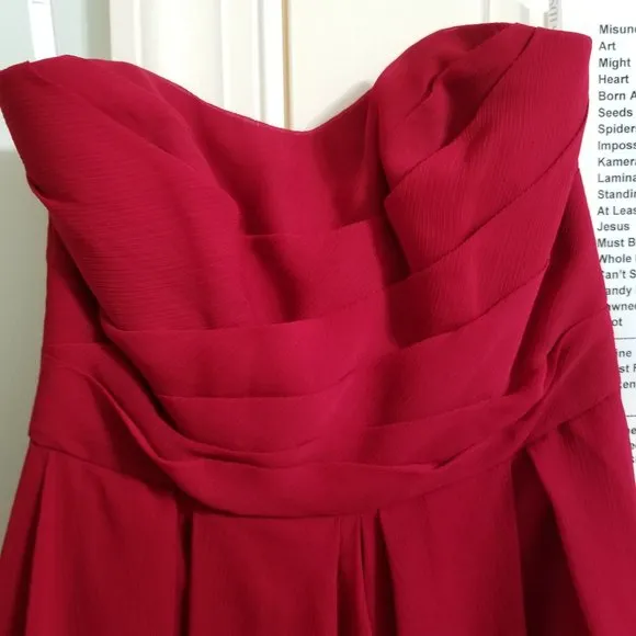 David's Bridal dress 2 Strapless Pleated Bodice F18028 Apple chiffon lined
