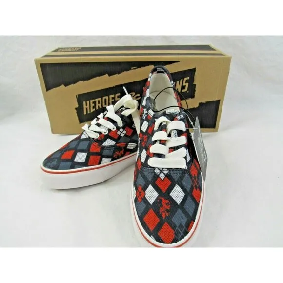 DC Comics Lopro Shoes Harley Quinn Batman Sneakers Women Size 6.5 Mens 5 NIB