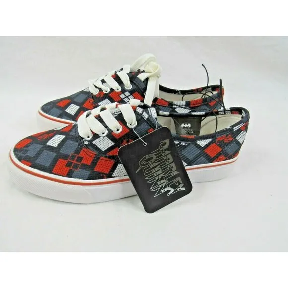 DC Comics Lopro Shoes Harley Quinn Batman Sneakers Women Size 6.5 Mens 5 NIB