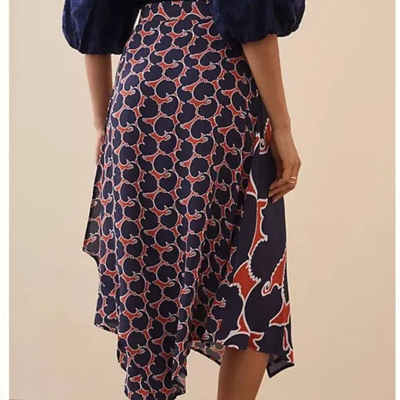 Dhruv Kapoor Anthropologie S NWT Swirled Abstract handkerchief Midi Skirt 170$