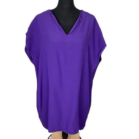 DIANE VON FURSTENBERG Tunic V Neck Dress Purple M 11-11