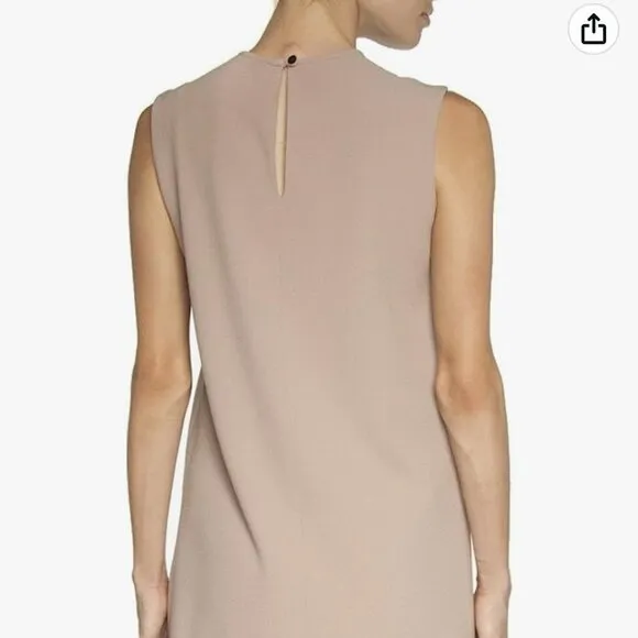 Dina Agam Anthropologie Old Rose Pink Crepe Black Lace Sleeveless Shift Dress S