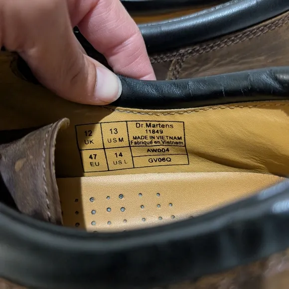 Doc Dr. Martens Leather Lace up Shoes Brown Vintage 8053 Men's Size‎ 13