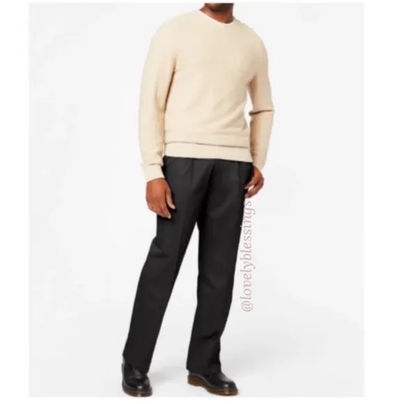 Dockers Black Dress Pants Relaxed Fit Dress Casual Pants Signature Pleated Khaki