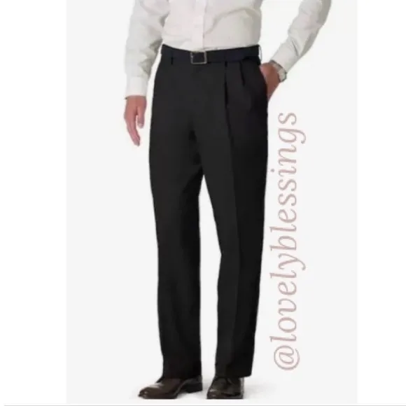Dockers Black Dress Pants Relaxed Fit Dress Casual Pants Signature Pleated Khaki