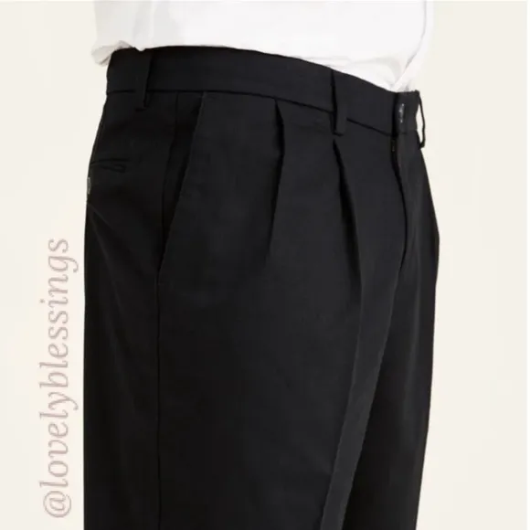 Dockers Black Dress Pants Relaxed Fit Dress Casual Pants Signature Pleated Khaki