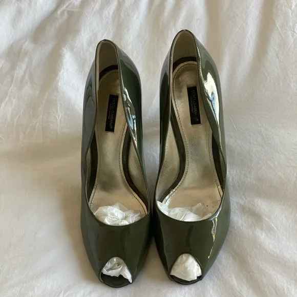 Dolce &amp; Gabbana Green Patent Leather Heels