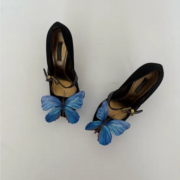 Dolce &amp; Gabbana heels shoes blue butterfly orchid size 36.5 Y2K Carrie Bradshaw