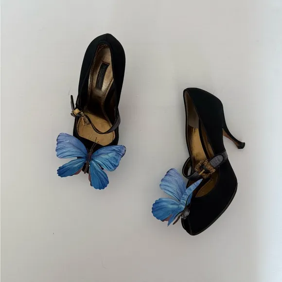 Dolce &amp; Gabbana heels shoes blue butterfly orchid size 36.5 Y2K Carrie Bradshaw